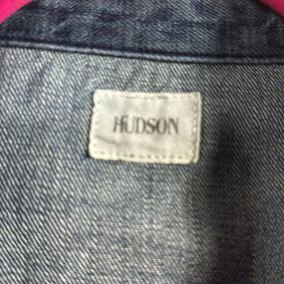 Hudson Denim Jacket Cotton Oversized Medium Wash Classic Y2K Streetwear - Picture 11 of 16